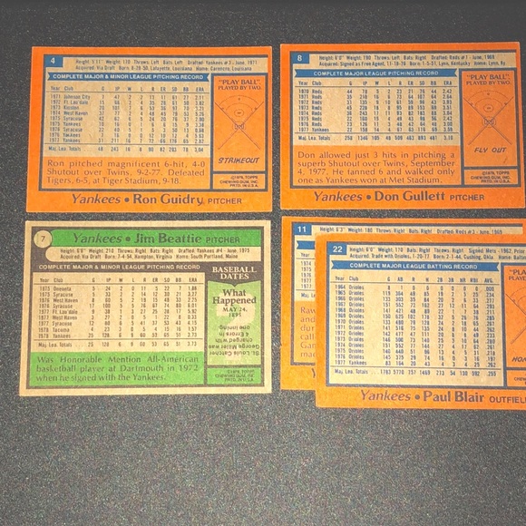 1970s Burger King Edition Yankees Baseball Cards - Picture 5 of 5